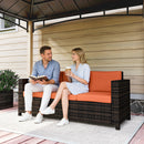 Outsunny Rattan Wicker 3-seater Sofa Chair Patio Furniture, Orange