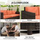 Outsunny Rattan Wicker 3-seater Sofa Chair Patio Furniture, Orange