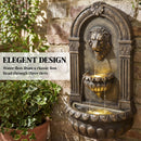 Outsunny Wall-Mounted Water Fountain, Garden Water Feature with LED Lights