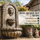 Outsunny Wall-Mounted Water Fountain, Garden Water Feature with LED Lights