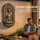 Outsunny Wall-Mounted Water Fountain, Garden Water Feature with LED Lights