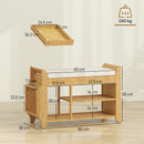 HOMCOM Shoe Bench Cushioned Seat 100 cm Natural Cream