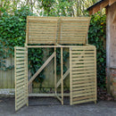 1.34m x 1.2m Large Wooden Outdoor Garden Double Wheelie Bin Store Storage for 2 Bins