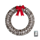 50cm Battery Operated Light up Christmas Wreath with Red Bow & 40 Warm White LEDs