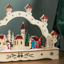28cm Battery Operated Wooden Christmas Festive Village with LEDs