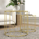 HOMCOM Coffee Table Set Of 2, Nest Of Tables With Metal Frame, Gold Tone