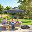 Outsunny 3(m) Banana Parasol Cantilever Umbrella Garden W/ Base Weights
