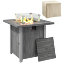 Outsunny Gas Fire Pit Table with 40,000 BTU Burner, Cover, Dark Grey