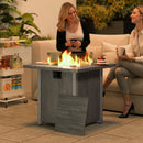 Outsunny Gas Fire Pit Table with 40,000 BTU Burner, Cover, Dark Grey