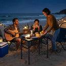 Outsunny 2ft Folding Camping Table, Picnic Table With Storage Layer, Black