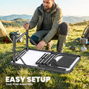 Outsunny 2ft Folding Camping Table, Picnic Table With Storage Layer, Black