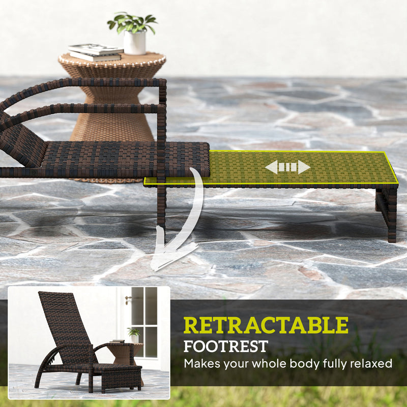 Outsunny PE Rattan Sun Lounger with 4-Level Adjustable Backrest