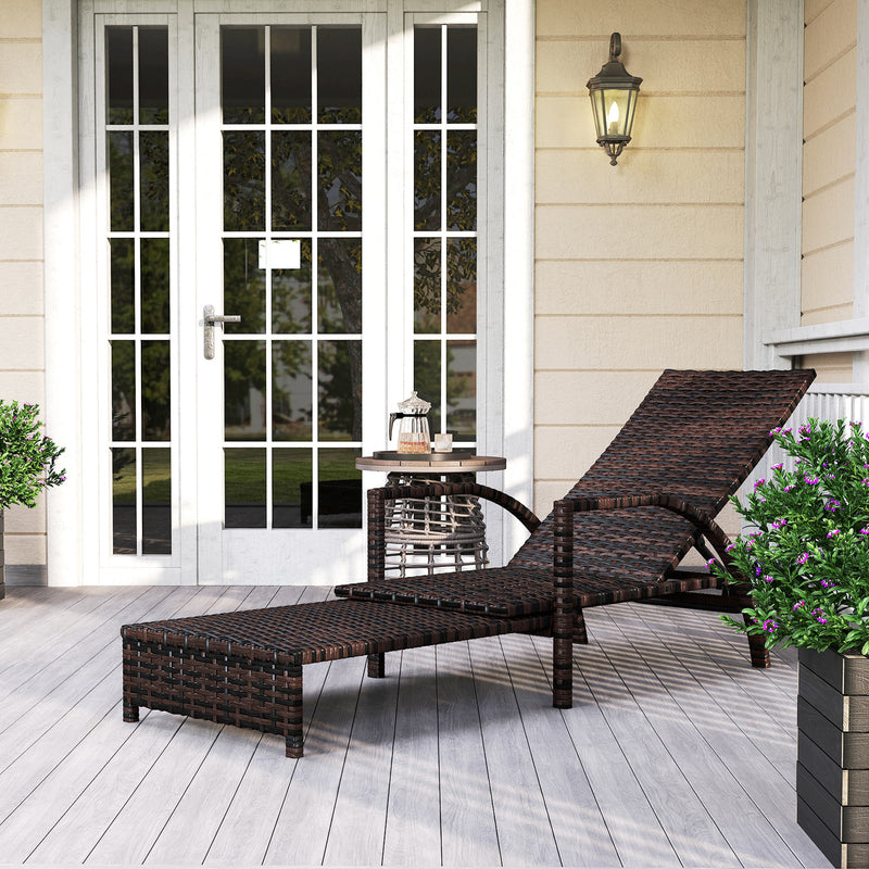 Outsunny PE Rattan Sun Lounger with 4-Level Adjustable Backrest