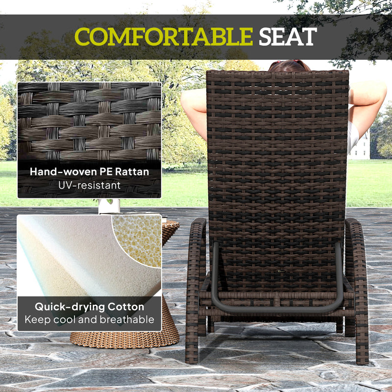 Outsunny PE Rattan Sun Lounger with 4-Level Adjustable Backrest