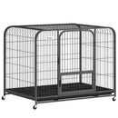 PawHut Heavy Duty Dog Crate, Large Dog Cage With Wheels And Tray