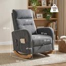 HOMCOM Upholstered Rocking Chair With Retractable Footrest Grey