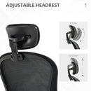 Vinsetto Mesh Chair With Headrest, 4D Lumbar Support, Flip-up Arm - White/Pink/Black