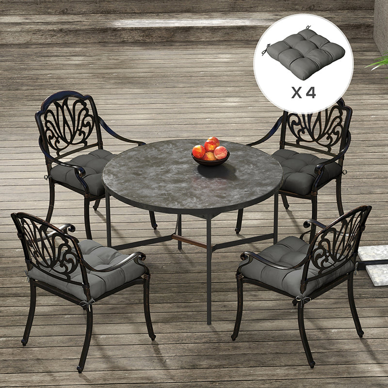 Outsunny Set of 4 Outdoor Seat Cushion with Ties, for Garden Furniture, Grey