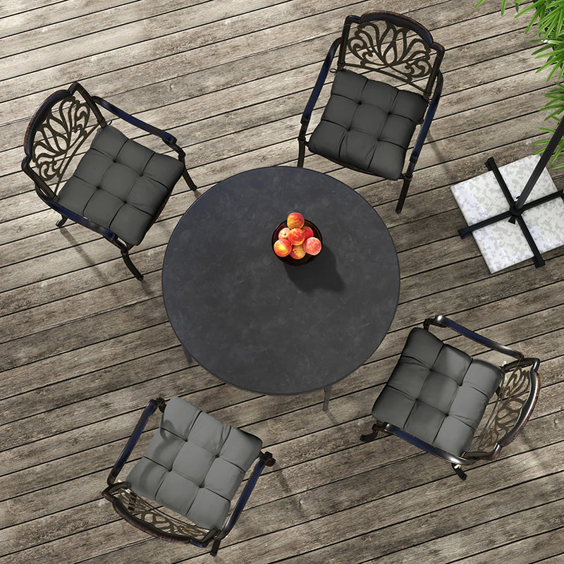 Outsunny Set of 4 Outdoor Seat Cushion with Ties, for Garden Furniture, Grey