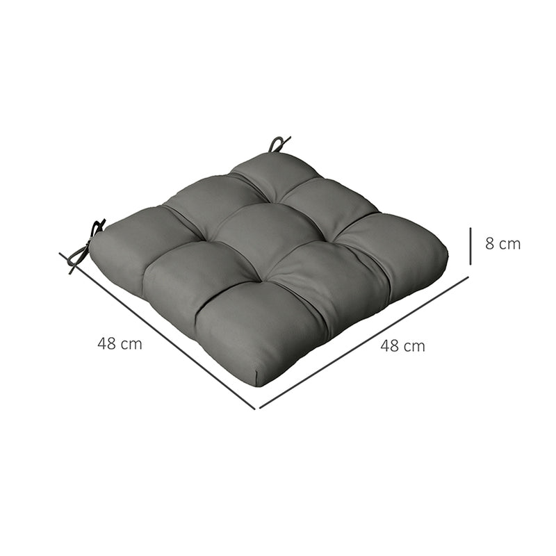 Outsunny Set of 4 Outdoor Seat Cushion with Ties, for Garden Furniture, Grey