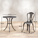 Outsunny Outdoor Bistro Set Cast Aluminium Patio Furniture For 2, Brown