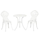 Outsunny Aluminium Bistro Set Garden Coffee Table Chair Outdoor Dining Set White