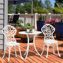 Outsunny Aluminium Bistro Set Garden Coffee Table Chair Outdoor Dining Set White