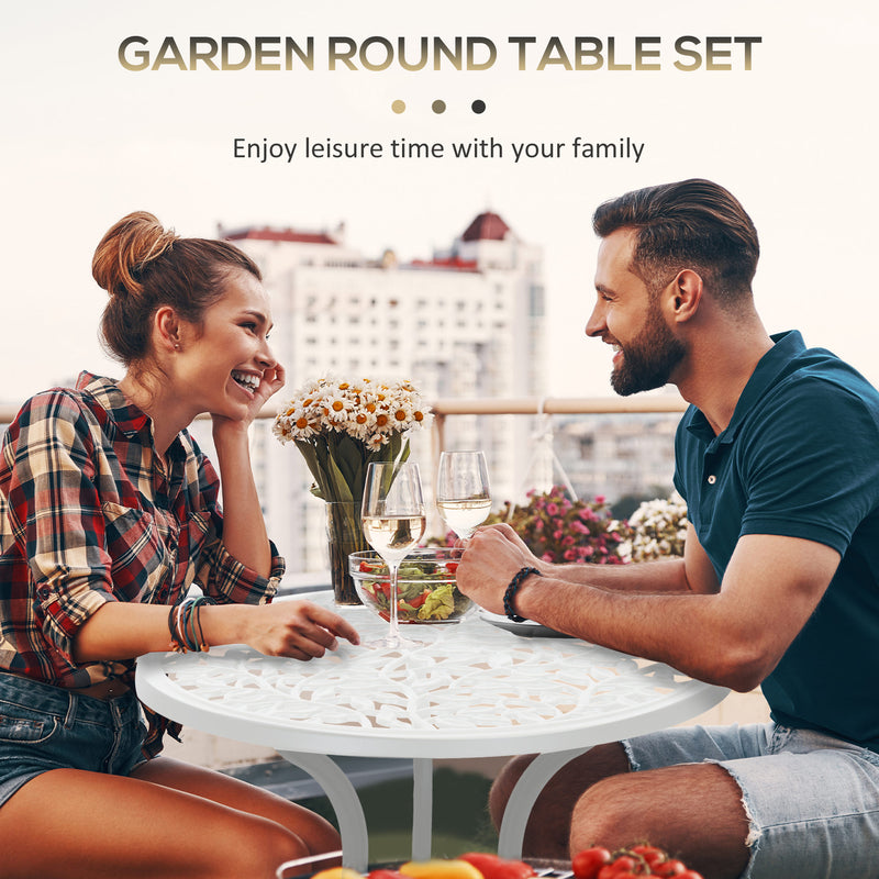 Outsunny Aluminium Bistro Set Garden Coffee Table Chair Outdoor Dining Set White