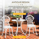 Outsunny Aluminium Bistro Set Garden Coffee Table Chair Outdoor Dining Set White