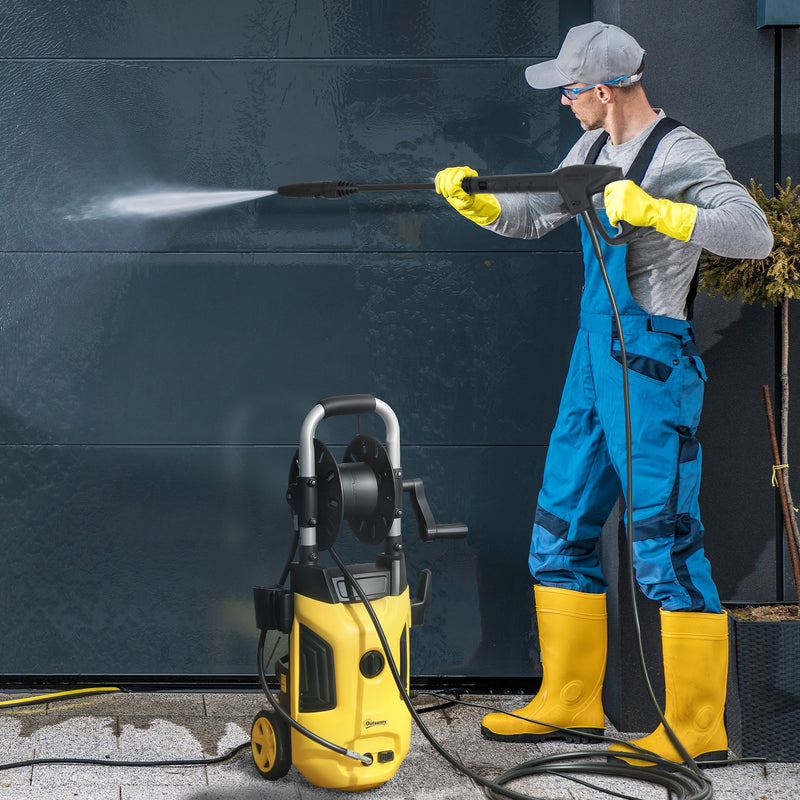 Outsunny 1800W Power Washer 150 Bar Pressure 6M Hose And Hose Reel