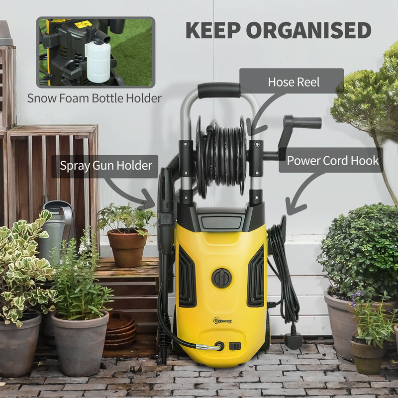 Outsunny 1800W Power Washer 150 Bar Pressure 6M Hose And Hose Reel