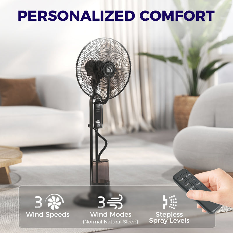 HOMCOM Spray Misting Fan, Pedestal Fan w/ Oscillation, Tilt, 120 cm