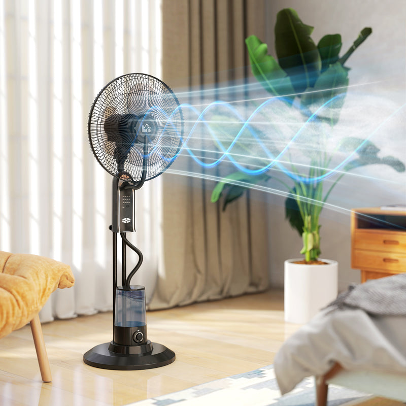 HOMCOM Spray Misting Fan, Pedestal Fan w/ Oscillation, Tilt, 120 cm