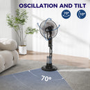 HOMCOM Spray Misting Fan, Pedestal Fan W/ Oscillation, Tilt, 120 Cm