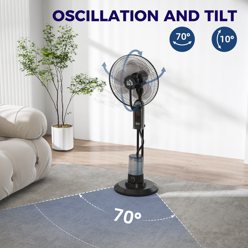 HOMCOM Spray Misting Fan, Pedestal Fan w/ Oscillation, Tilt, 120 cm
