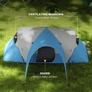 Outsunny 3000mm Waterproof Camping Tent w/ Porch & Sewn in Groundsheet, Blue