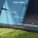 Outsunny 3000mm Waterproof Camping Tent w/ Porch & Sewn in Groundsheet, Blue