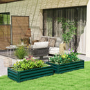 Outsunny Set of 2 Raised Garden Bed Elevated Planter Box for Flowers Green