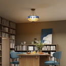 HOMCOM Ceiling Light, Vintage Tiffany Style Chandelier With 3 E27 Sockets