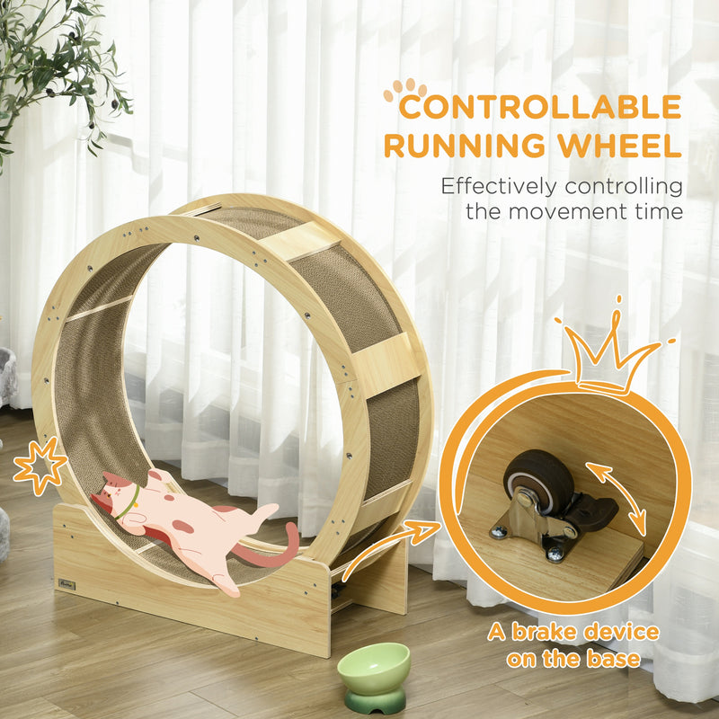 PawHut Cat Wheel with Brake, Scratching Pads for Health