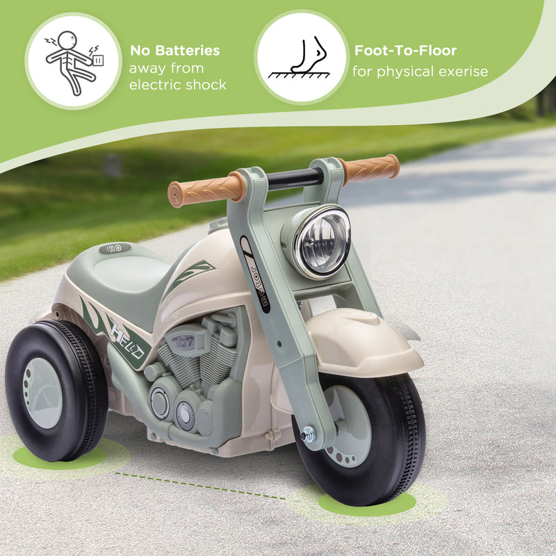 AIYAPLAY Cream White Ride On Car Foot To Floor Kids Car w/ Music, Bubble