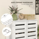 HOMCOM Shoe Storage Cabinet with Slatted Doors for 15 Pairs of Shoes White