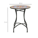Outsunny 60cm Mosaic Round Bistro Table Outdoor Garden Side Table, Red