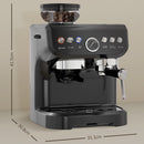 HOMCOM Espresso Machine, Bean Grinder & Steam Wand, 15 Bar Pressure, Black