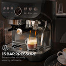 HOMCOM Espresso Machine, Bean Grinder & Steam Wand, 15 Bar Pressure, Black