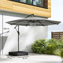 Outsunny 3 m Garden Cantilever Parasol with Sandbag, 360 Degree Rotation