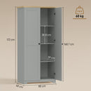HOMCOM 172cm Wooden Storage Cabinet Cupboard With 4 Shelves Grey