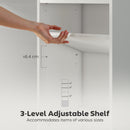 HOMCOM Tall Bookcase, 6-Tier Bookshelf with 3 Adjustable Shelves, White