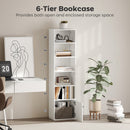 HOMCOM Tall Bookcase, 6-Tier Bookshelf with 3 Adjustable Shelves, White