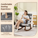 HOMCOM Modern High Back Rocking Chair With Solid Wood Legs, Grey